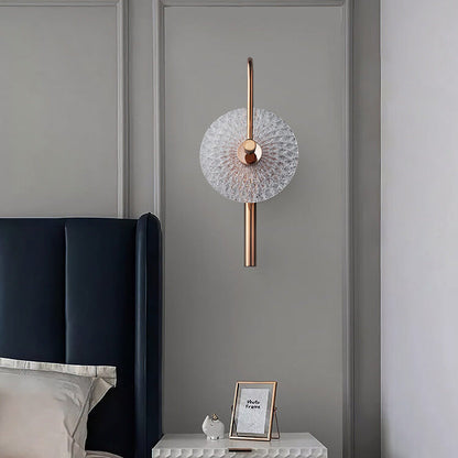 Luxury Textured Glass Round Curved Arm LED Wall Sconce Lamp