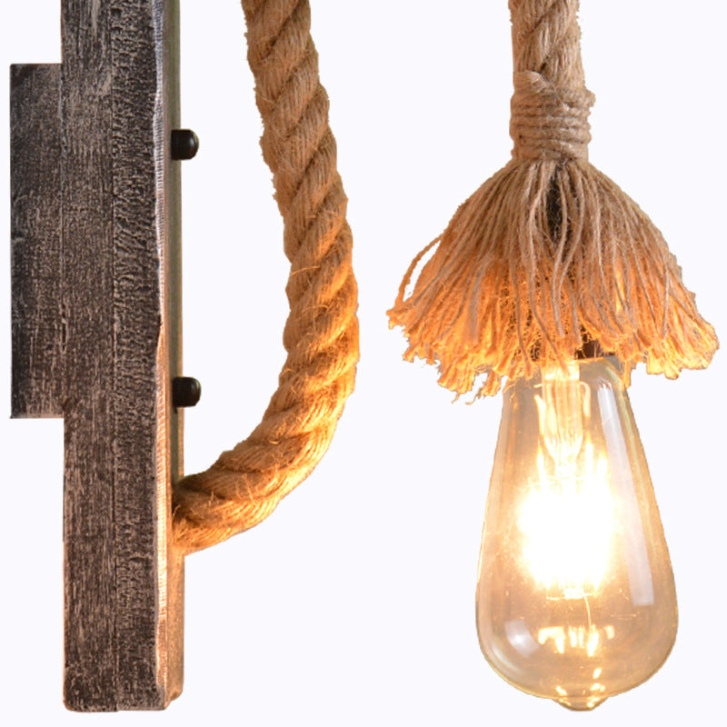 Vintage Solid Wooden Twine 1-Light Wall Sconce Lamp