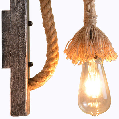 Vintage Solid Wooden Twine 1-Light Wall Sconce Lamp