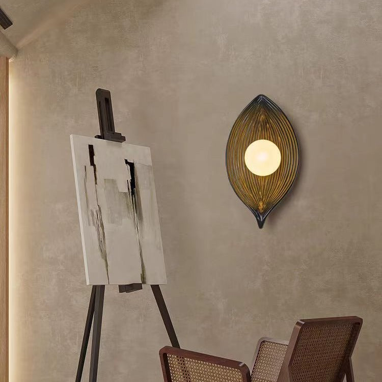 Japanese Leaf Resin Plastic 1-Light Wall Sconce Lamp