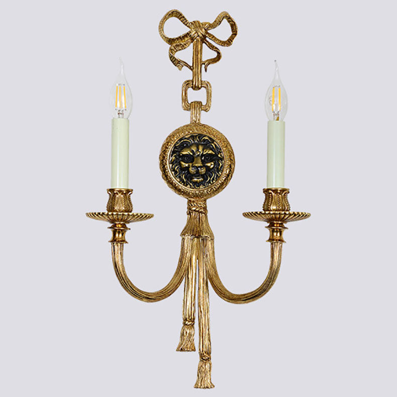 French Cylinder Sconce Full Brass 2-Light Wall Sconce Lamp