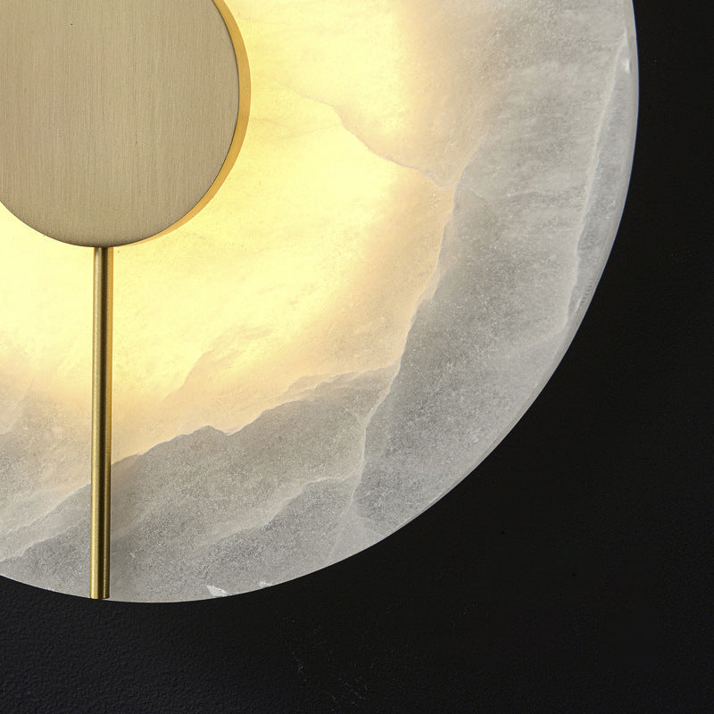 Traditional Copper Marble Oval Shade LED Wall Sconce Lamp