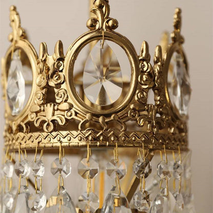 French Bent Crown Copper Crystal 1-Light Wall Sconce Lamp