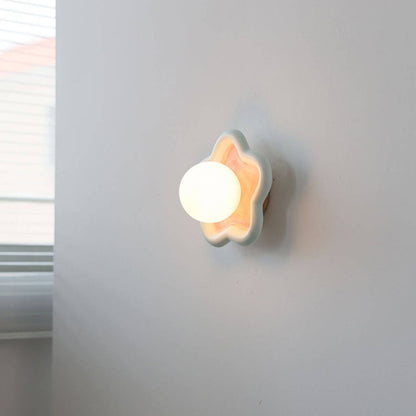 Ceramic Glass Iron Star Design 1-Light Wall Sconce Lamp
