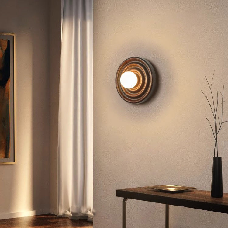 Japanese Ring Glass Ball Shade 1-Light Wall Sconce Lamp
