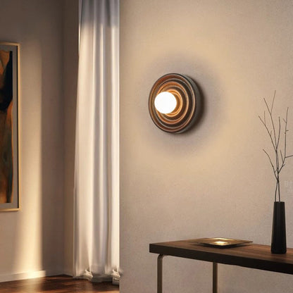 Japanese Ring Glass Ball Shade 1-Light Wall Sconce Lamp