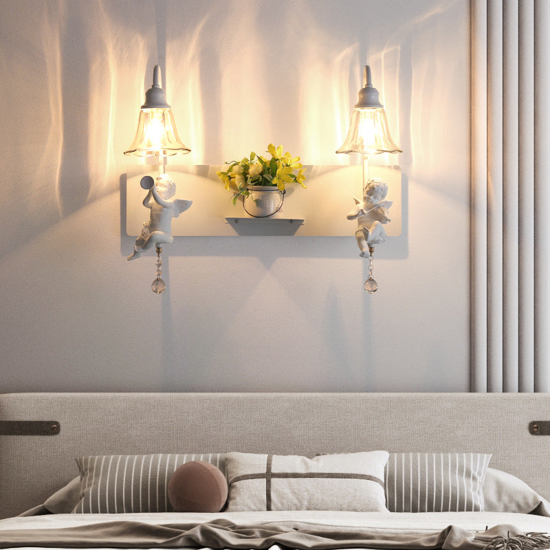 Creative Angel Petal Resin Glass 1/2 Light Wall Sconce Lamp