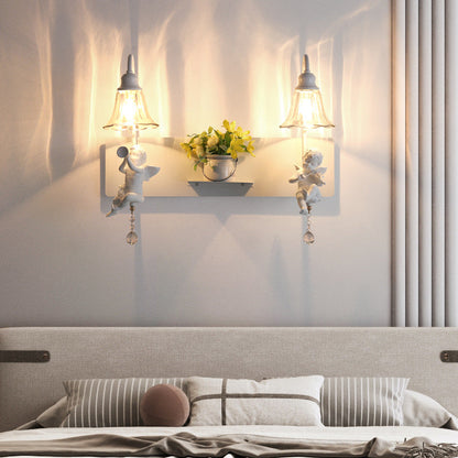 Creative Angel Petal Resin Glass 1/2 Light Wall Sconce Lamp