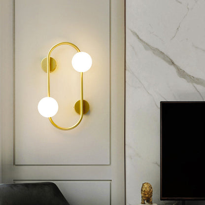 Nordic Iron Glass Ball Oval Ring 2-Light Wall Sconce Lamp