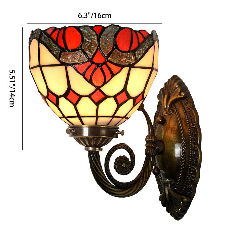 Tiffany Circle Curved Iron Glass 1-Light Wall Sconce Lamp