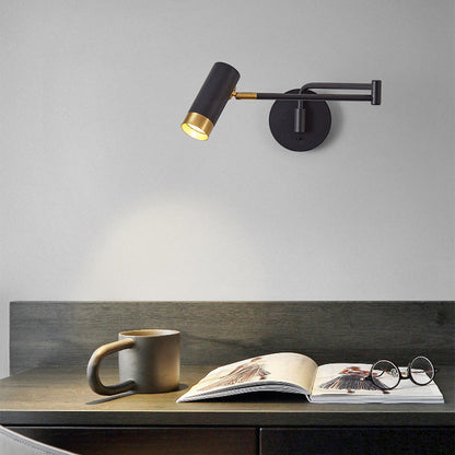 Cylinder Telescopic Swing Arm Iron 1-Light Wall Sconce Lamp