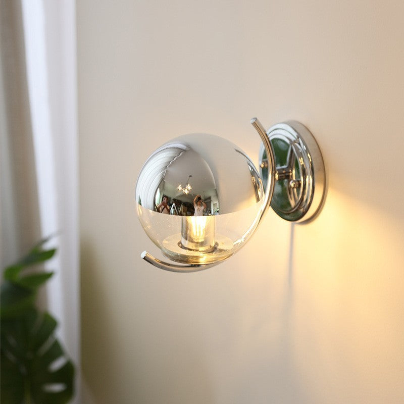 Simplicity Spherical Glass Shade 1-Light Wall Sconce Lamp