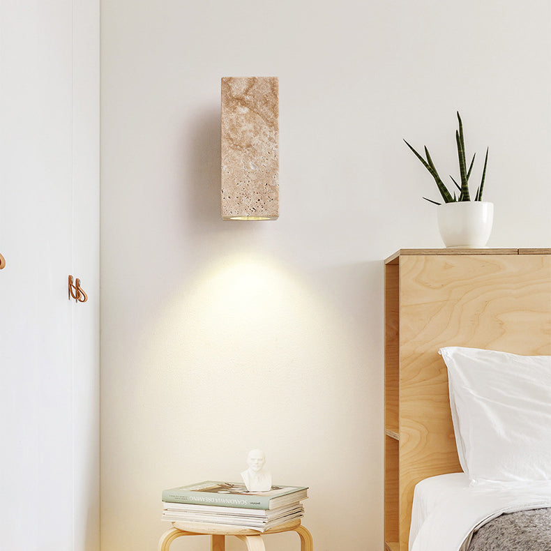 Japanese Wood Cubic Cylinder 1-Light Wall Sconce Lamp