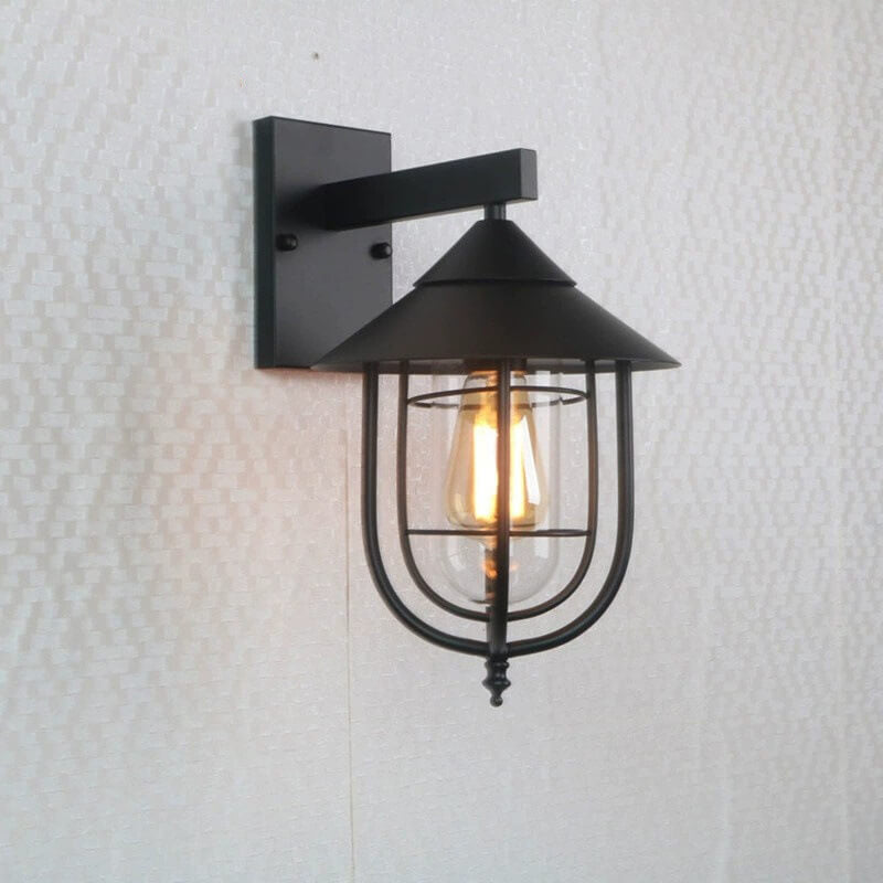 Iron Lantern Indoor Outdoor 1-Light Wall Sconce Lamp