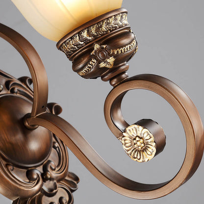 Iron Glass Flower Shape 1-Light Wall Sconce Lamp