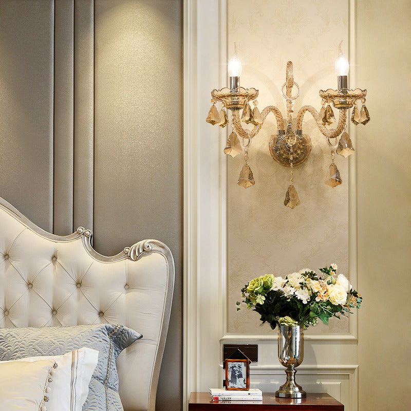Glass Candelabra Hardware 1/2-Light Wall Sconce Lamp