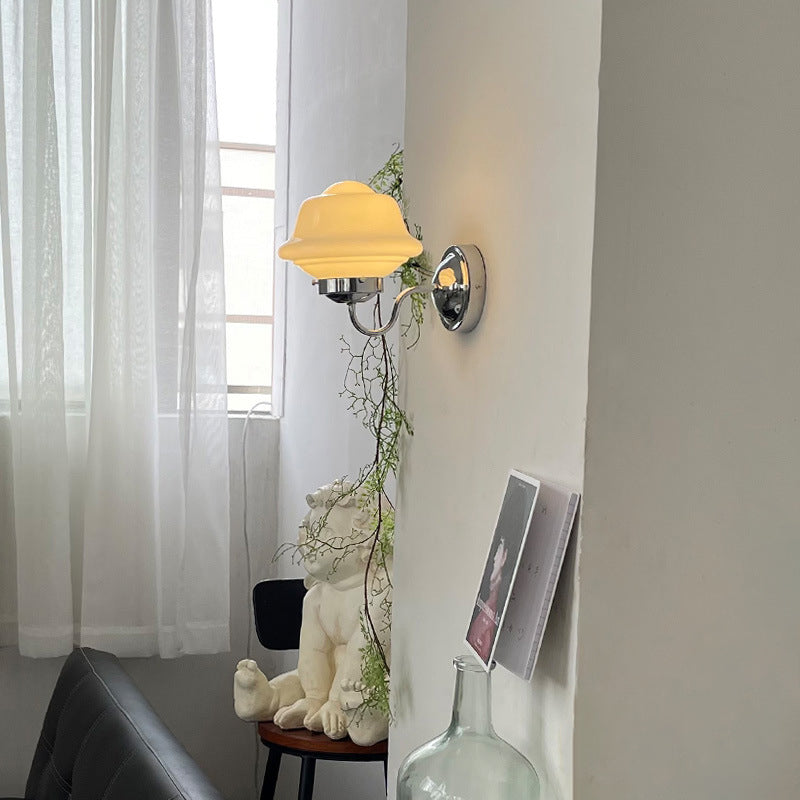 Retro Round Clouds Iron Glass 1-Light Wall Sconce Lamp