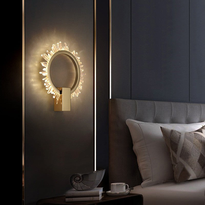 Stainless Crystal Sunflower Design LED Wall Sconce Lamp