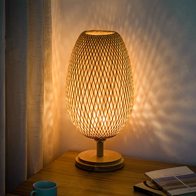Traditional Wood Bamboo Table Lamp