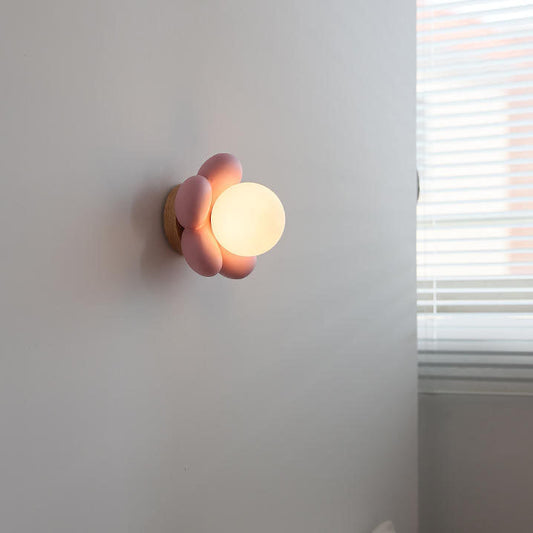 Flowers Shape Glass Ceramic 1-Light Kids Wall Sconce Lamp