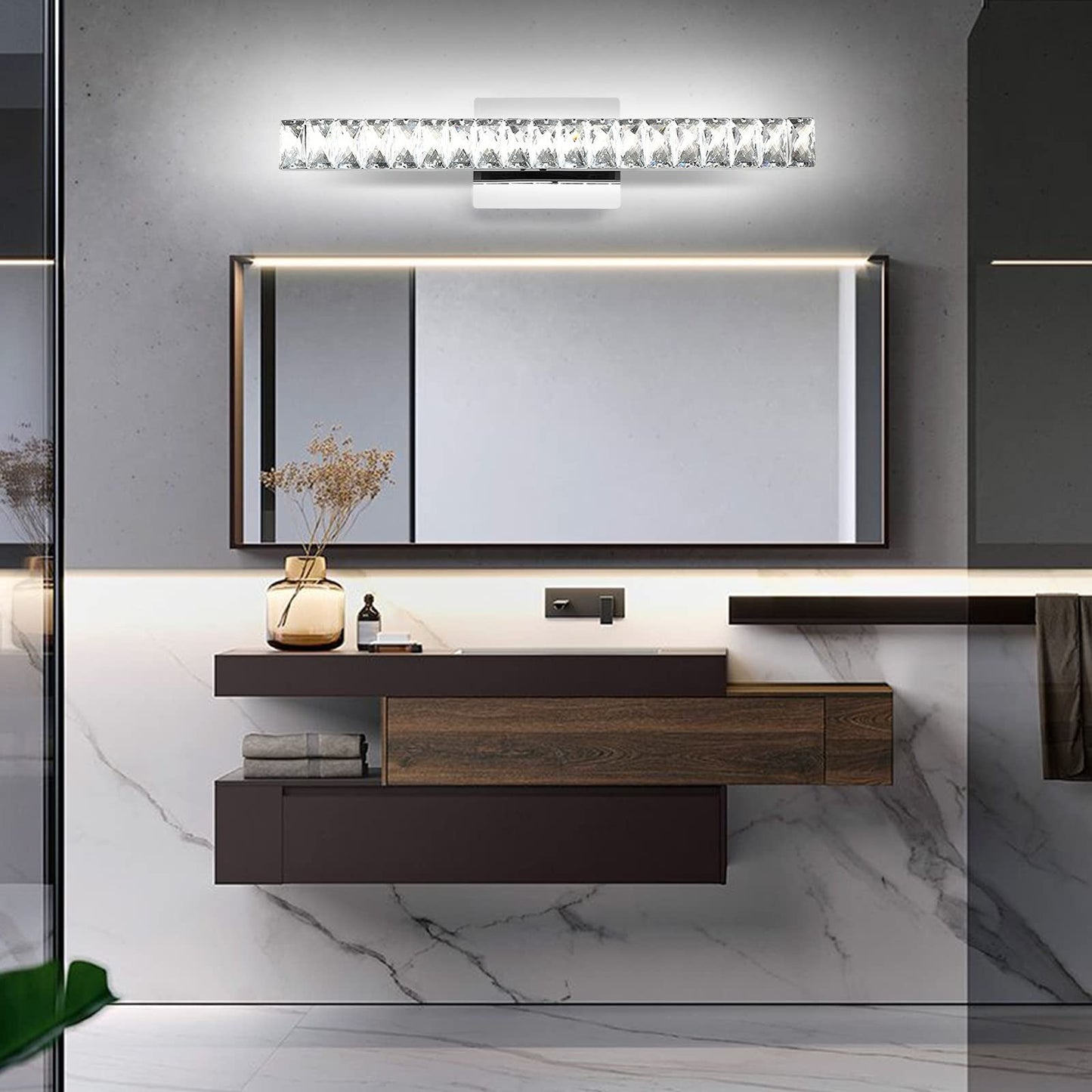 Strip Steel Crystal LED Wall Sconce Lamp Vanity Light