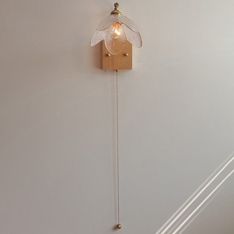 Japanese Hemispheric Pull Cord 1-Light Wall Sconce Lamp