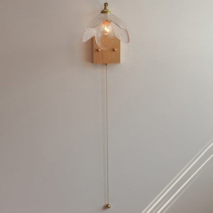 Japanese Hemispheric Pull Cord 1-Light Wall Sconce Lamp