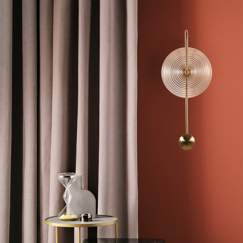 Nordic Round Ripple Iron Glass LED Wall Sconce Lamp