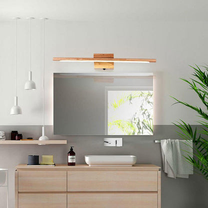 Nordic Minimalist Solid Wood Long Strip LED Vanity Light Mirror Front Wall Sconce Lamp
