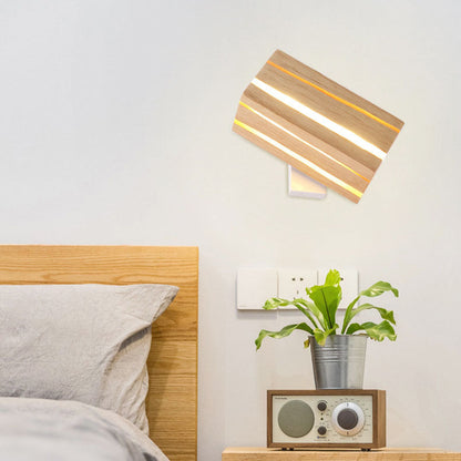Geometric Cuboid Cracked Wood Grain LED Wall Sconce Lamp