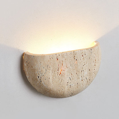 Traditional Japanese Oval Stone 1-Light Wall Sconce Lamp