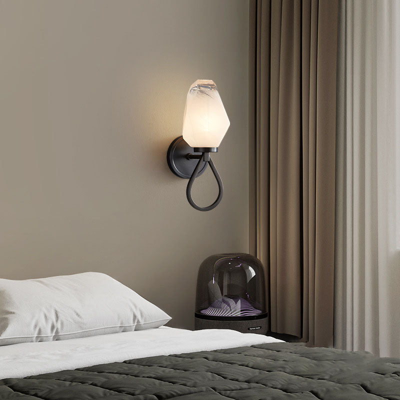 Brass Geometrical Glass Shade 1-Light Wall Sconce Lamp