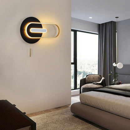 Nordic Iron Acrylic Round Elliptical LED Wall Sconce Lamp