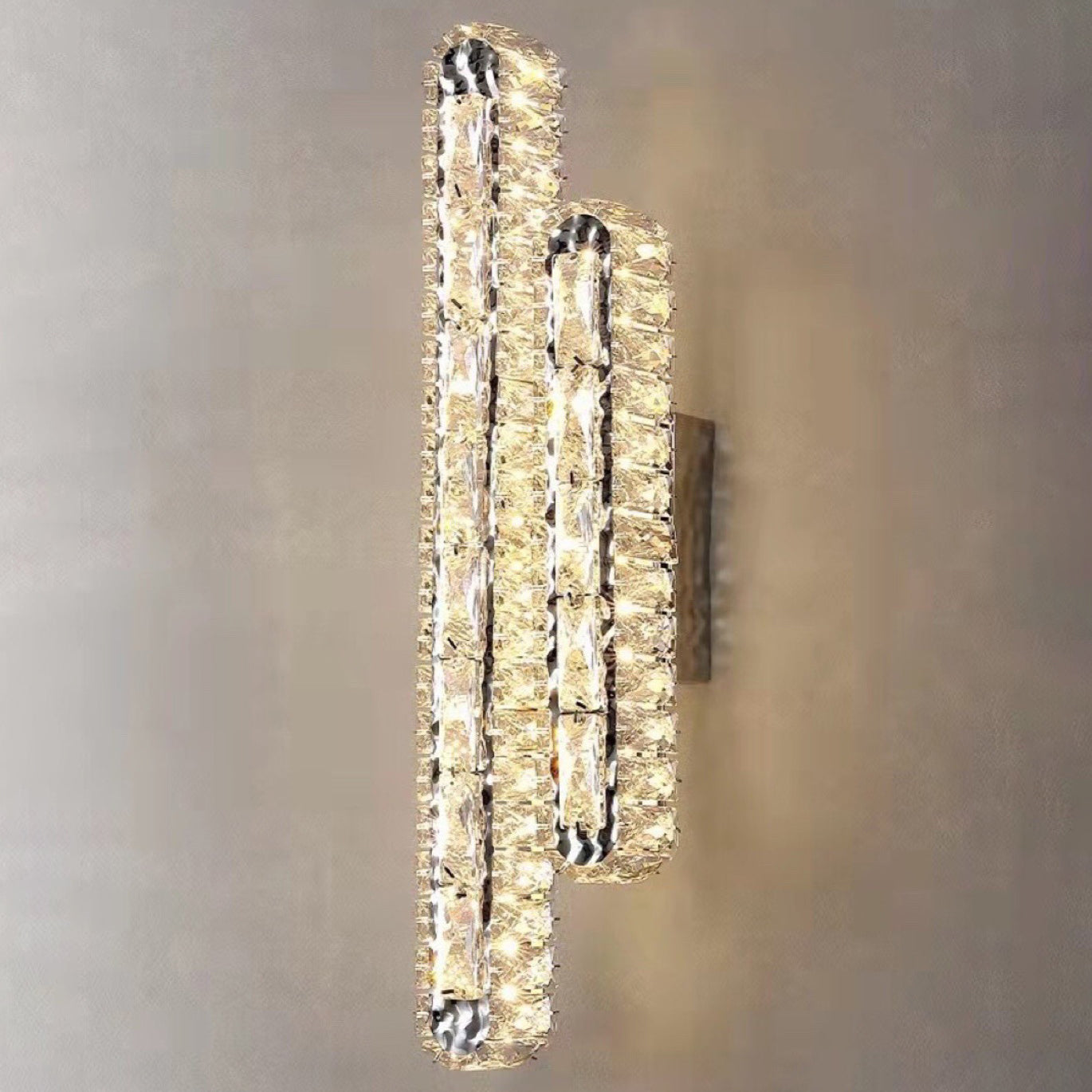 Stainless Crystal Elliptical Strip LED Wall Sconce Lamp