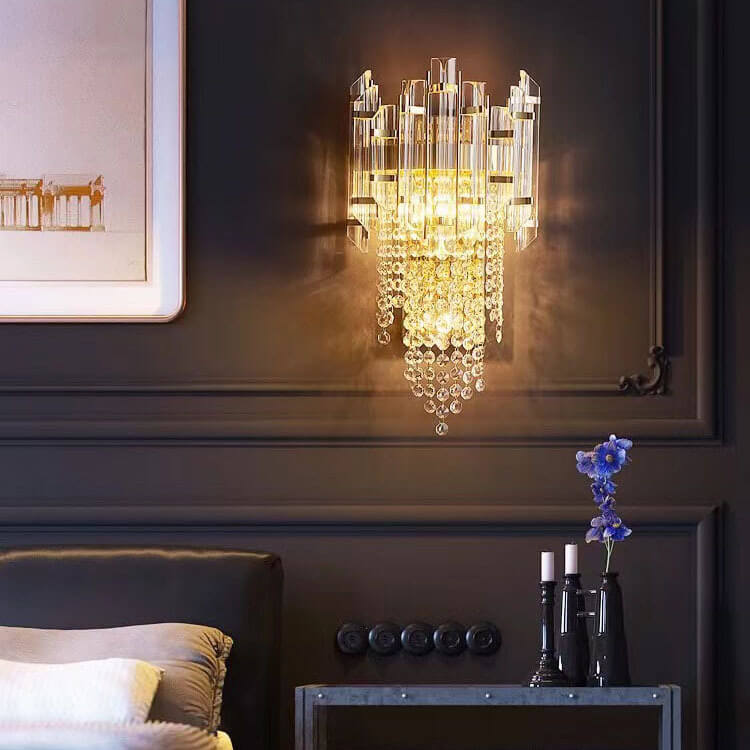 Tassel Crystal Stainless Steel 3-Light Wall Sconce Lamp