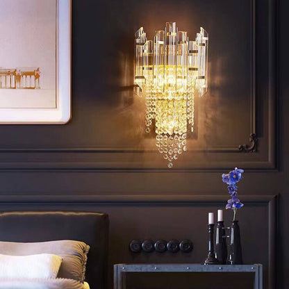 Tassel Crystal Stainless Steel 3-Light Wall Sconce Lamp