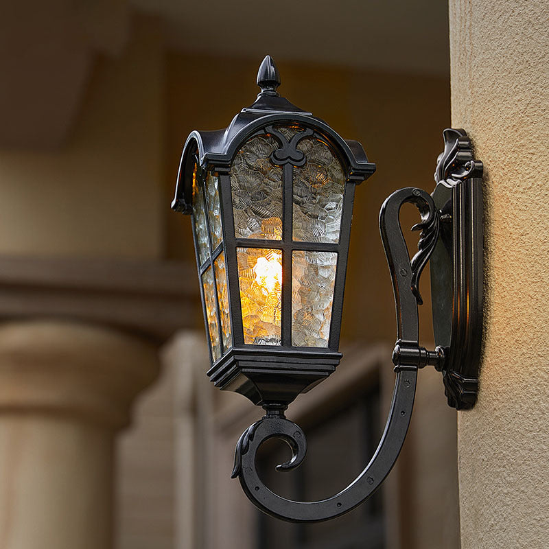 Waterproof Glass Cylinder Ripple 1-Light Wall Sconce Lamp