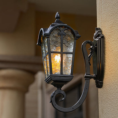 Waterproof Glass Cylinder Ripple 1-Light Wall Sconce Lamp