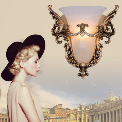 European Wings Cup Resin Glass 1-Light Wall Sconce Lamp