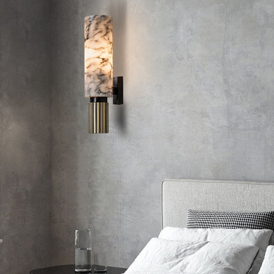 Light Cylindrical Hardware Stone 1-Light Wall Sconce Lamp