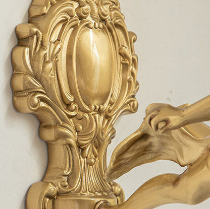 French Brass Flower Angel Shape 1-Light Wall Sconce Lamp