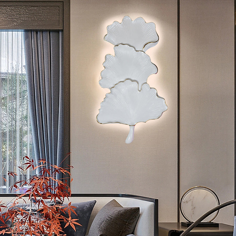 Contemporary Nordic Ginkgo Leaf Resin LED Wall Sconce Lamp