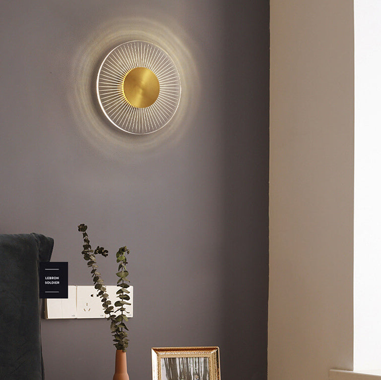 Full Copper Round Line Design LED Wall Sconce Lamp