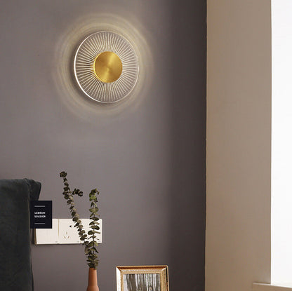 Full Copper Round Line Design LED Wall Sconce Lamp