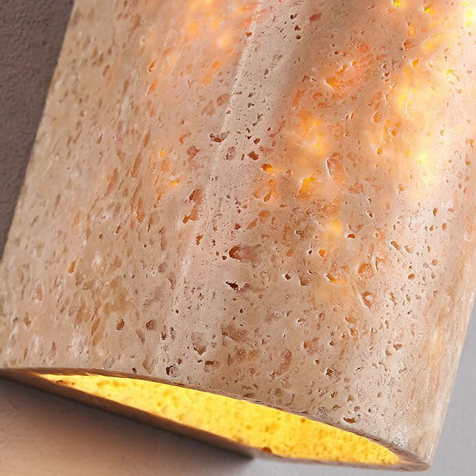 Japanese Travertine Half-Cylinder LED Wall Sconce Lamp