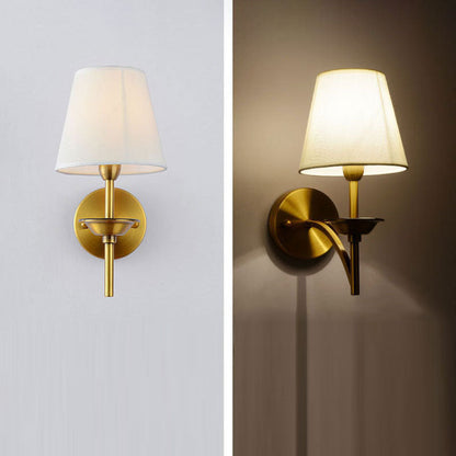 Mid-Century Iron Fabric Cylinder 1/2 Light Wall Sconce Lamp