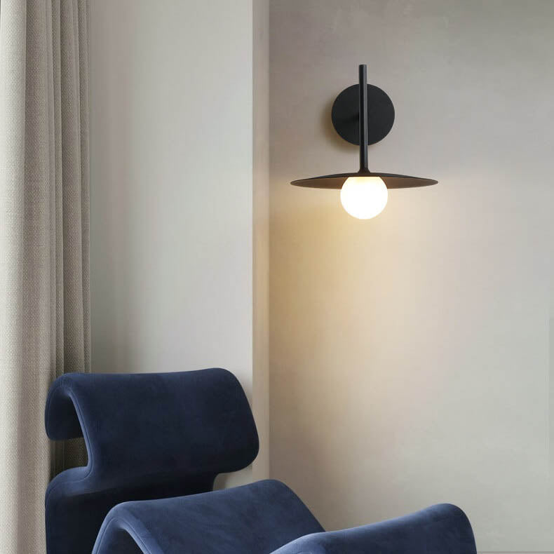 Solid Color Round Hardware Glass 1-Light Wall Sconce Lamp