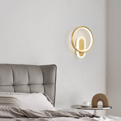 Copper Acrylic Geometric Circle Ring LED Wall Sconce Lamp