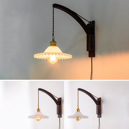 Japanese Glass Ceramic Conic Prism 1-Light Wall Sconce Lamp