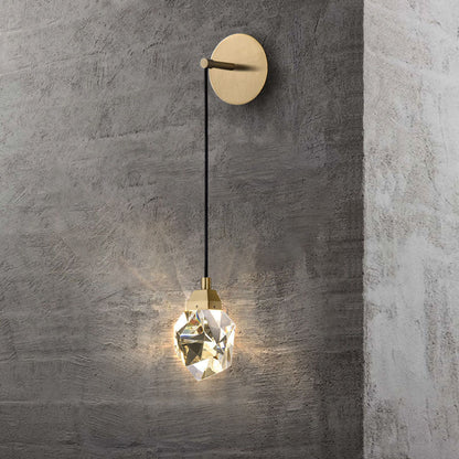 Cylinder Full Copper Crystal 1-Light Wall Sconce Lamp